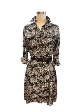 Theory Snake Print Silk Shirt Dress